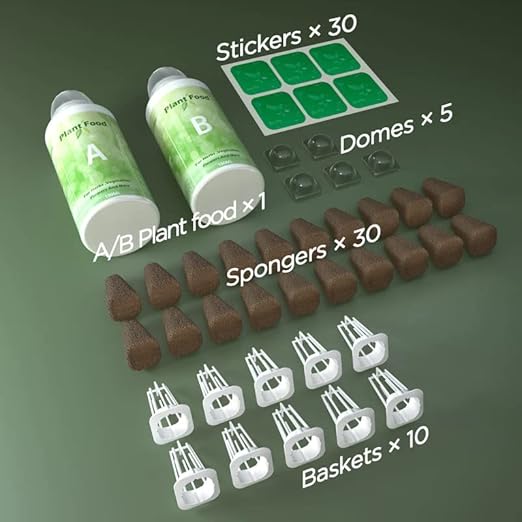 LETPOT 77 Pcs Seed Pod Kits, Square Grow Anything Kit for Hydroponics, with 2 A&B Nutrient Plant Foods and 30 Sponges, 5 Domes, 10 Baskets, 30 Stickers, Compatible Mini and Other Brand