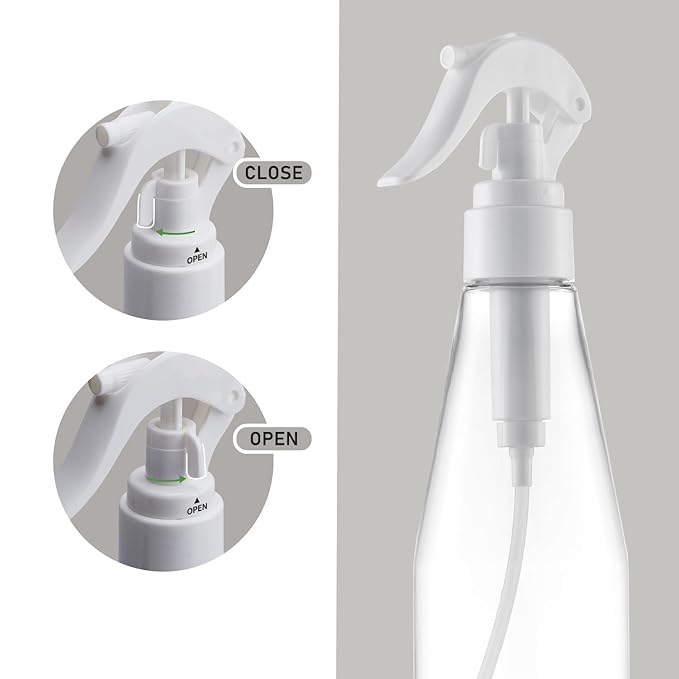 10 oz Continuous Spray Bottle for Hair, Ultra-Fine Water Spray Bottle for Cleaning, Plants, Pets (Plastic, White, 300ml)