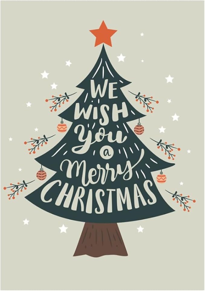 AGAS Merry Christmas Yard Flag 12x18 Inch 200D Nylon, Christmas Tree Xmas, Small Christmas Flags, Christmas Mini Garden Flags - No Pole Included