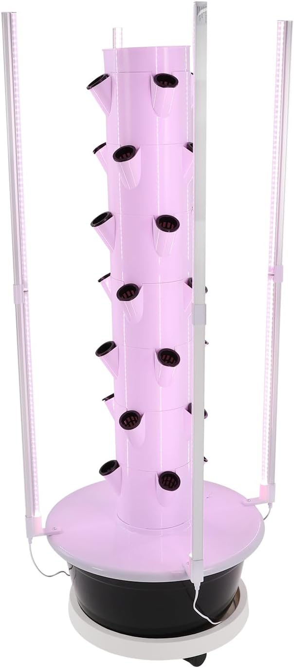 Hydroponic Growing System with LED Grow Lights, 28 Pods 7 Tiers Vertical Hydroponic Tower, Home Hydroponic Garden with Water Pump, Timer, Plants Germination Kit for Herbs, Fruits, Vegetables