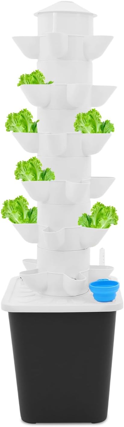 Hydroponic Growing System, 30-Plant Vegetable Planter Tower Outdoor Indoor Garden Vertical Planter Germination Kit with Water Pump & Intelligent Water Circulation for Gardening Lover