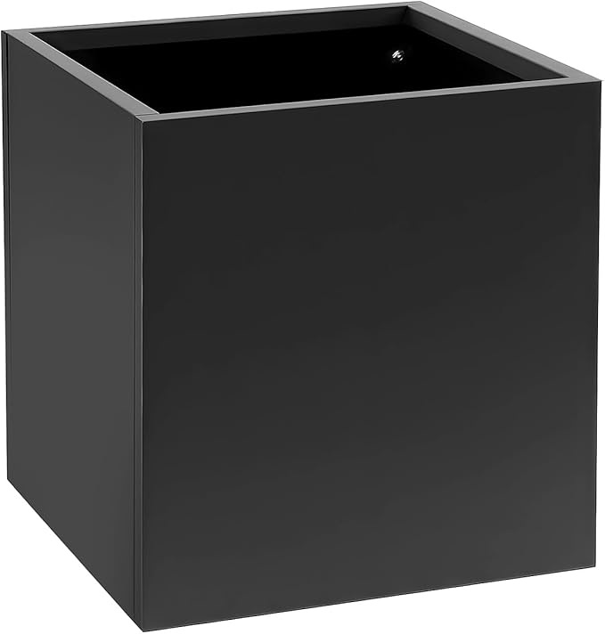 Steel Planter Box Metal Square Indoor Outdoor Planter Box for Outdoor Plants Large Planters Cube Heavy Duty Flower Pot Commercial Residential for Home Garden Deck Porch Patio (Black, 20 x 20 x 20 in)