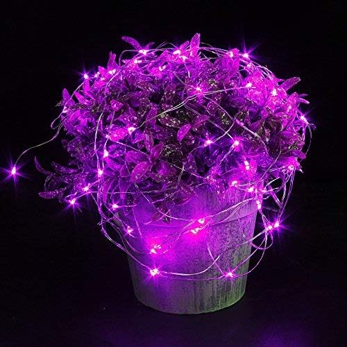 CYLAPEX 6 Pack Purple Fairy Lights String Battery Operated Fairy Lights Firefly Lights LED Starry String Lights 7ft 20 LEDs Silvery Copper Wire for Christmas DIY Decoration Costume Wedding Party