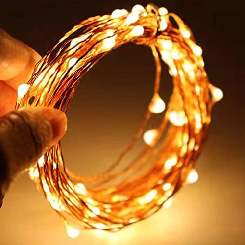 Sanniu Led String Lights, Mini Battery Powered Copper Wire Starry Fairy Lights, Battery Operated Lights for Bedroom, Christmas, Parties, Wedding, Centerpiece, Decoration (5m/16ft Warm White)