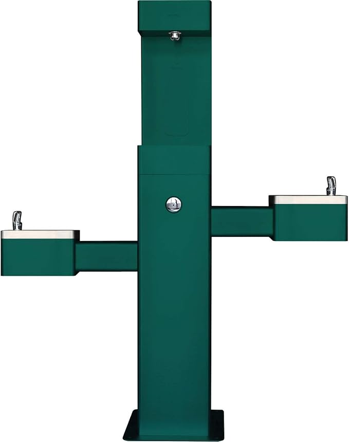 Global Industrial Outdoor Bottle Filling Station & Bi-Level Drinking Fountain, Green Powder Coat