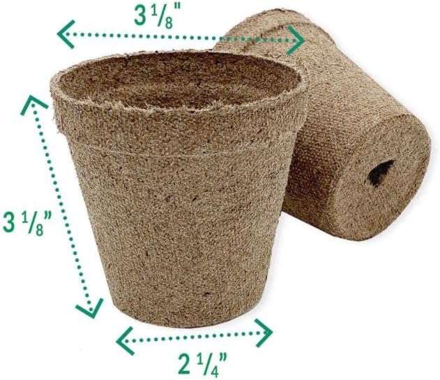 Jiffy Plant Nursery Pots - Organic Seed Starting, Biodegradable, Drainage Hole - 3 in - Peat