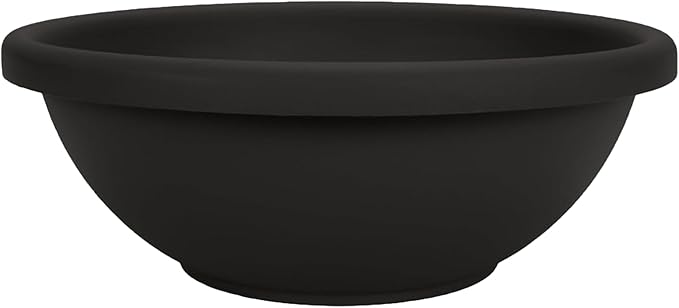 The HC Companies Shallow Planter with Drainage - Contemporary Garden Bowl Planter for Flowers, Herbs & More - Round Succulent Planter Pot for Indoors and Outdoors (13" Black, Pack of 1)