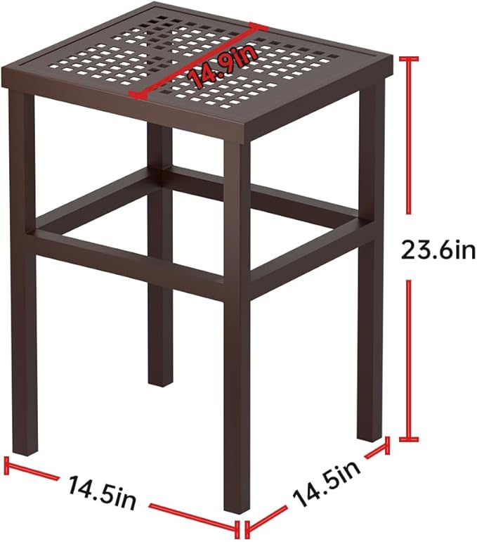 DHYGOTFUR Plant Stand - Indoor/Outdoor Extra-Sturdy 23" tall Aluminum Plant Stand – Ideal for Patios, Gardens, Living Room Decoration (Brown)
