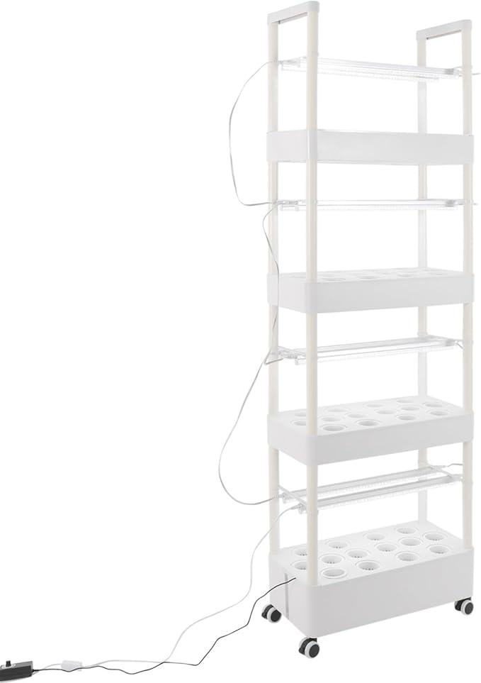 Hydroponics Growing System, 56 Pods Vertical Hydroponic Growing Tower with LED Grow Light, 32L Indoor Gardening System for Herb Vegetable Fruit