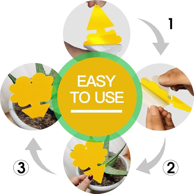 58 Pack Flying Insect Traps for Plants – Yellow Sticky Traps for Fungus Gnats, Flies & Flying Bugs, Indoor Outdoor Flying Bug Catcher for Pots, Garden & Kitchen, Non-Toxic, Odorless, Kid & Pet Safe
