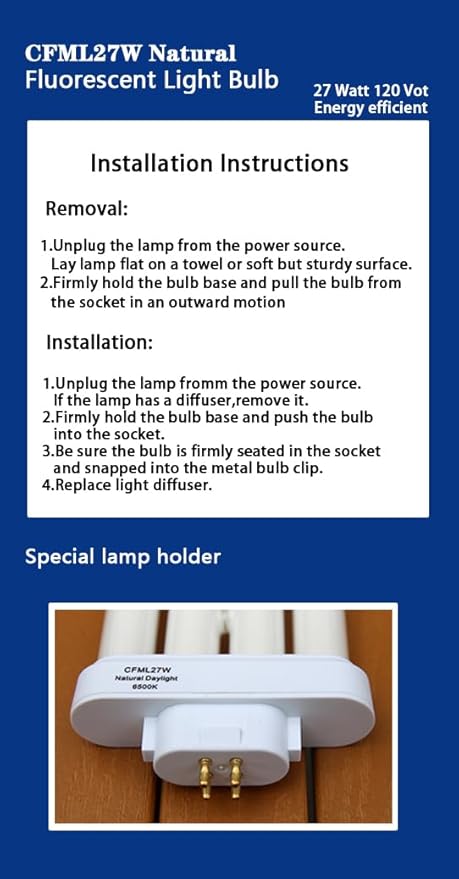 Valoisa CFML27VLX Replacement Fluorescent Light Bulb, Natural Daylight Spectrum 6500K,Compatible for CFML27VLX,1Pack