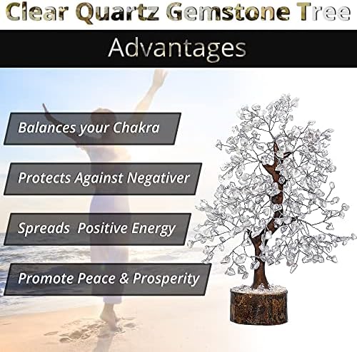 ANAYA AGATE Clear Quartz Crystal Trees for Home Decor, Office Desk Decoration, Chakra Healing Crystals and Stone for Positive Energy, Money, Good Luck, Tree of Life Spiritual for Women and Mom