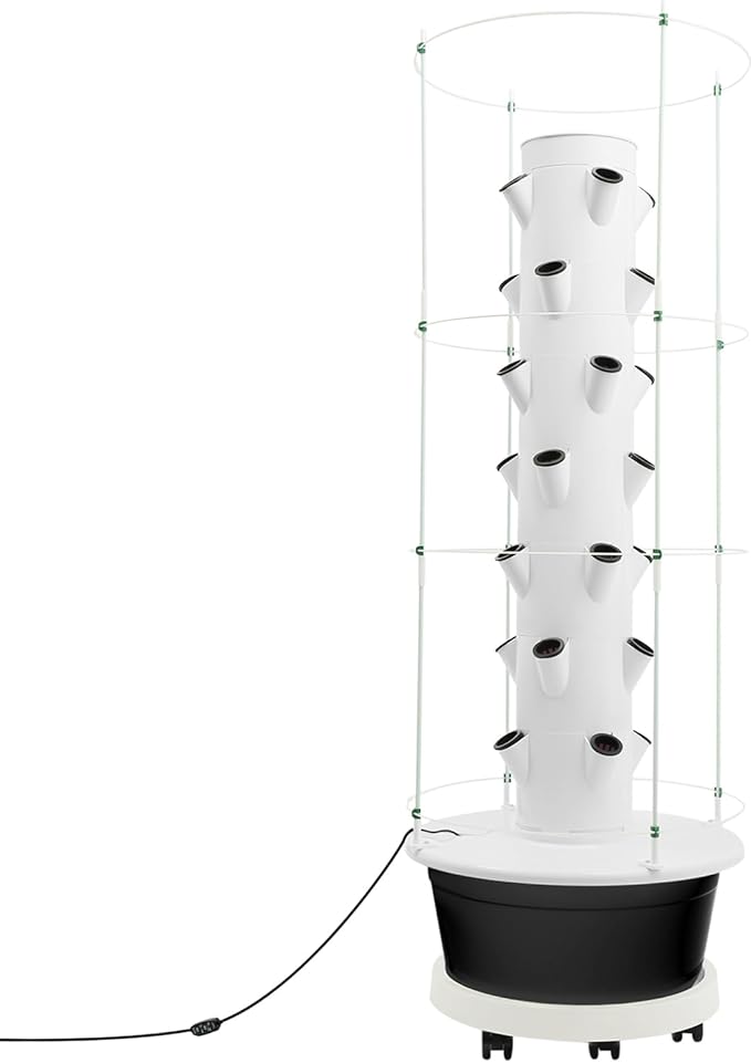 Hydroponics Growing System, 28-Plants Indoor Hydroponic Tower with Pump System, Timer, Climbing Trellis, Vertical Garden Planter with Wheels, Hydroponic Germination Kit for Gardening Lover