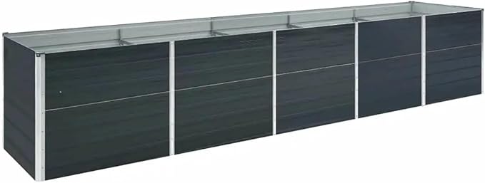 Zateety 13ft x 13ft Large Metal Raised Garden Bed, Anthracite Grey Galvanized Steel Planter Box, 157.5" Outdoor Square Gardening Bed for Vegetables, Flowers & Herb Garden (17.7" Deep)