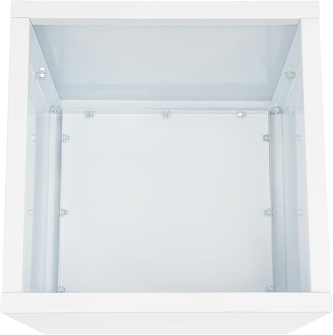 Steel Planter Box, 17" x 17" x 18" Square Planter Metal Box Tall Planters Heavy Duty Plant Boxes for Indoor Outdoor Tall Plants, Flowers or Shrubs (White, 17" x 17" x 18")