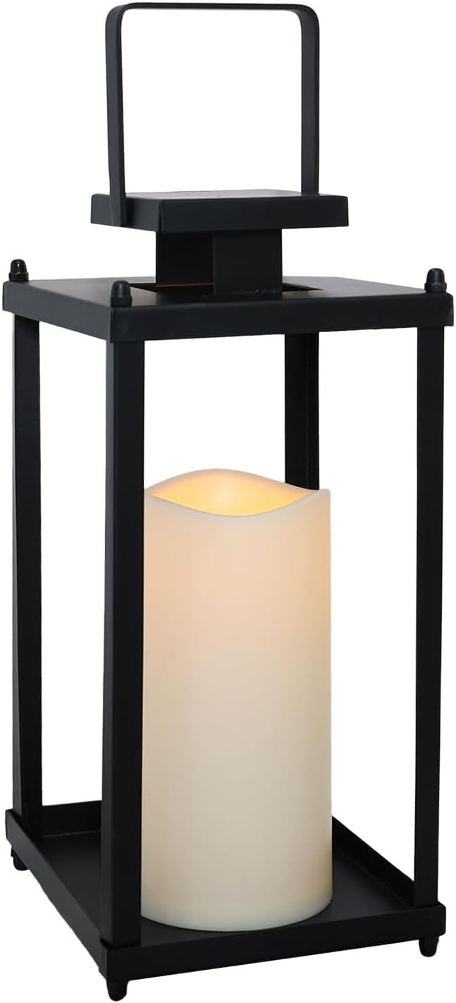 NEEDOMO Lanterns Decorative Indoor& Outdoor, 13.4" Metal Tabletop Decor Lantern for Patio Home, Candle Holders for Home Kitchen Coffee Table Livinig Room Decor