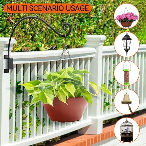 Qiang Ni Plant Hanger Outdoor: 22 Inch Bird Feeder Bracket for Garden Patio Decor - Swivel Adjustable Wall Mount Plant Hook for Hanging Flower Baskets