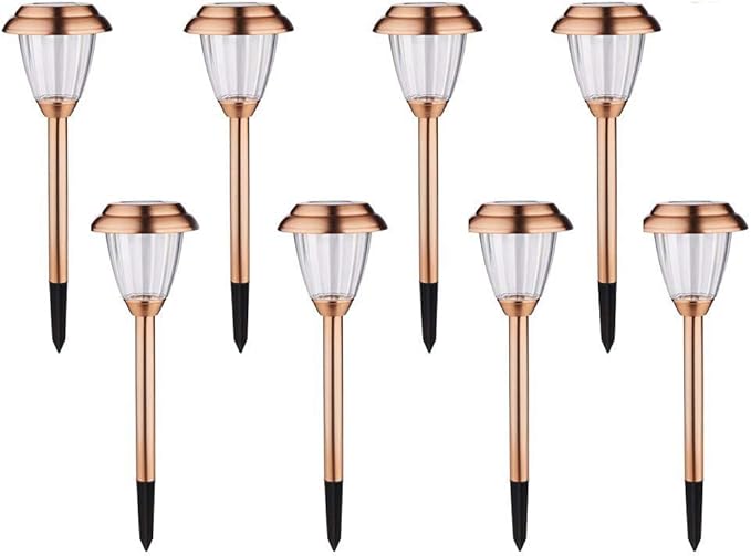Voona Solar Lights Outdoor - 8 Pack Copper Garden Walkway Lights Solar Powered Waterproof for Garden, Lawn, Yard, Pathway