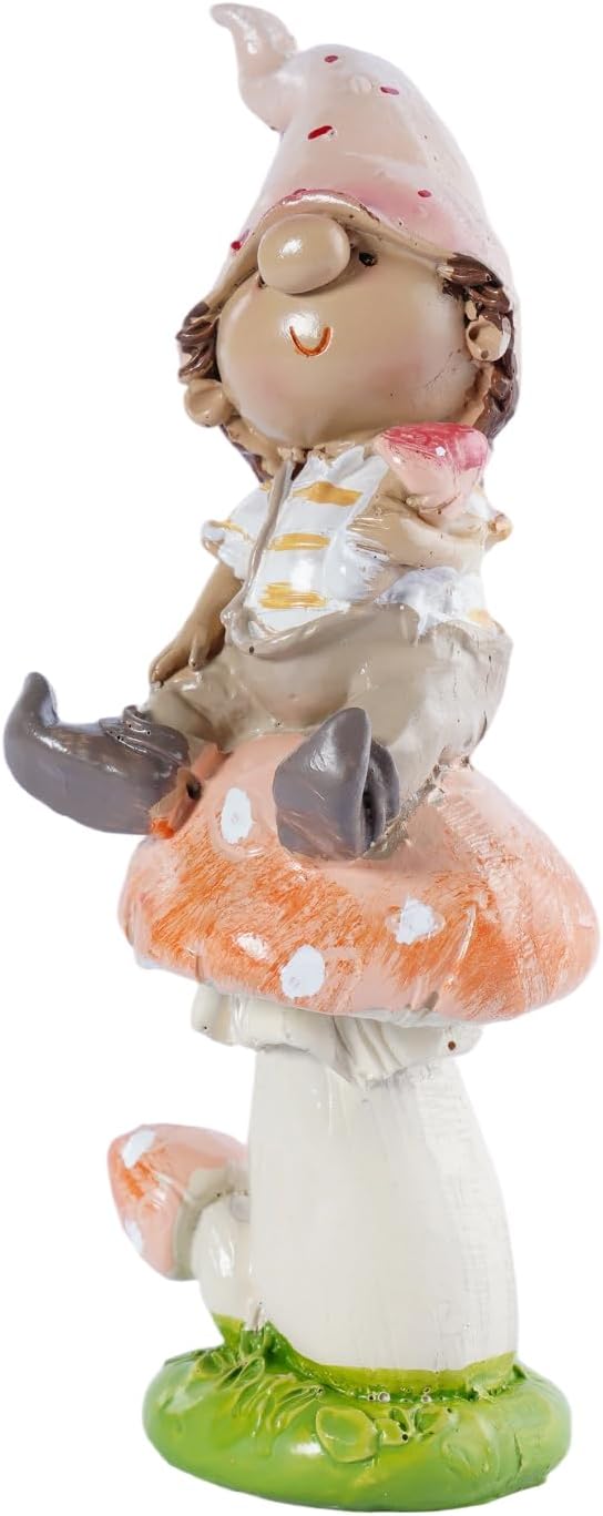 Garden Mushroom Gnome Resin Statues - Outdoor Patio & Lawn Decor, Indoor Home Ornament, Gnome Couple Garden Figurines, Ideal Gift for Parents & Friends