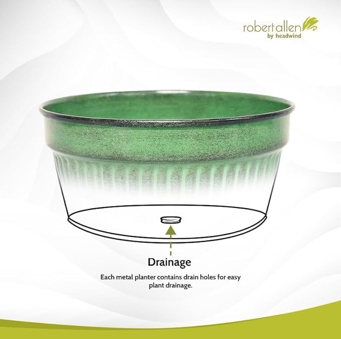 Headwind Glazed Ironstone Boutique Collection Cascade Bowl Plant Pot – Kale Color 8 Inch Pot for Indoor Plants - Planters for Indoor Plants - Ideal Succulent Planters by Robert Allen