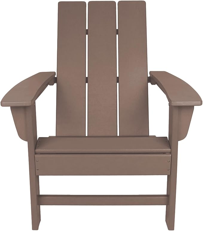 NewTechWood Flat Top Adirondack Patio Chair Weather Resistant, Easy Installation, Widely Used in Outdoor, Fire Pit, Deck, Lawn, Outside, Garden Chairs (Teak)
