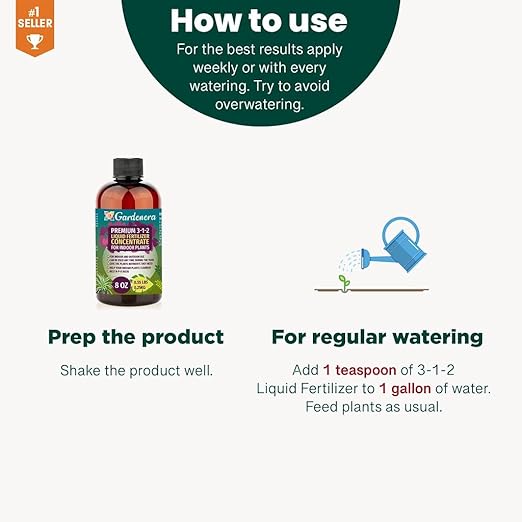Premium Liquid Bonsai Plant Fertilizer - 3-1-2 Concentrate for Indoor Plants and Flowers by Gardenera | Organic Plant Food for Bonsai - 8oz