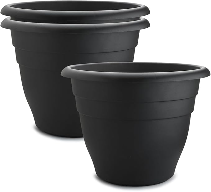 RooTrimmer 3-Pack 20 Inch Large Plastic Plant Pots for Outdoor, Heavy Duty Extra Large Deep Garden Planter with Drainage Holes, Sturdy Textured Black Flower Pot for Trees, Shrubs, Patio, Lawn