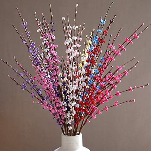 10 Pcs 30" Long Jasmine Artificial Flowers Fake Flowers Dry Branches Stem for Home Office DIY Floral Art Plant Wedding Table Centerpieces Party Vase Decoration (Macaron Purple)