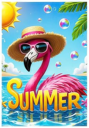 Hello Summer Flamingo Welcome Garden Flag 12 x 18 Inch Double Sided Ocean Beach Tropical Plant Farmhouse Small Yard Flag Summer Seasonal Holiday Outdoor Outside Decoration