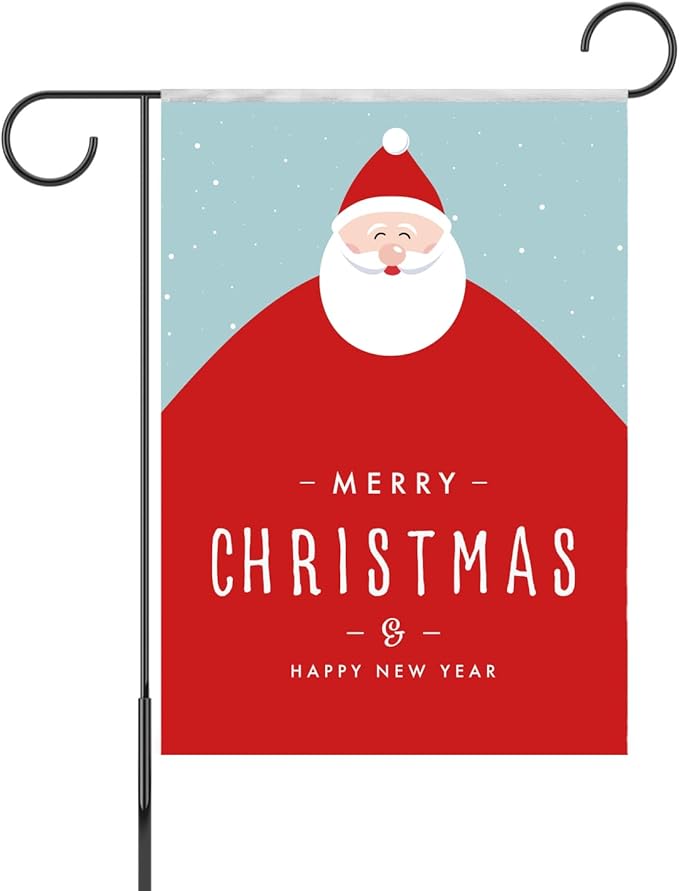 AGAS Christmas Garden Flag Santa Claus And Happy New Year , Christmas Outdoor Flags, Christmas Lawn Flag, Outdoor Yard Small Vertical Thick 200D Nylon Flag 12 × 18 inch, Gifts For Families Friends -