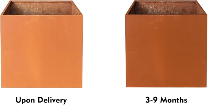 GZGNEEVL Corten Steel Planter Box Metal Planters Square Outdoor Steel Planter Cube Rustic Flower Pot 16 Inch Integral Durable Antique for Commercial Residential Garden Patio Deck and Backyard