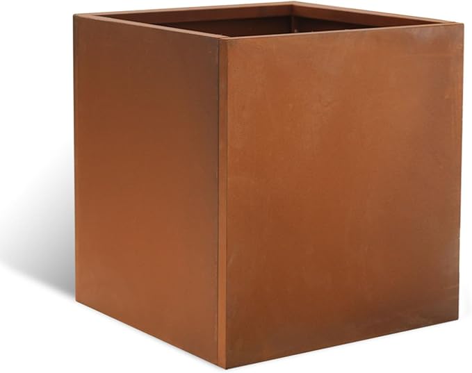 GZGNEEVL Corten Steel Planter Box Metal Outdoor Large Rectangular Rustic Durable Antique Detached for Commercial Residential Patio Deck and Backyard 17" x 17" x 18"