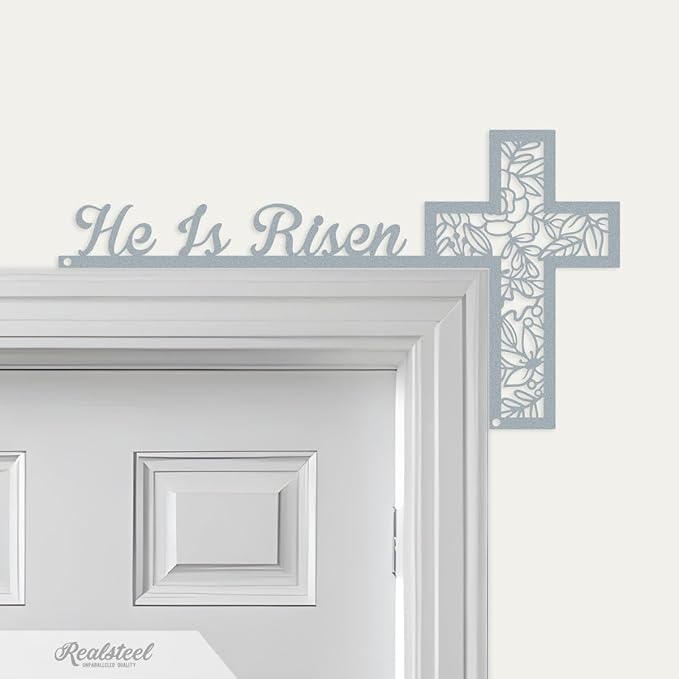 RealSteel He Is Risen Easter Door Corner Decoration – Christian Easter Home Décor (TS-7x13)