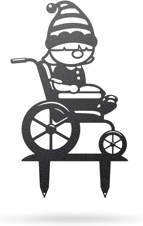 RealSteel Build Your Gnome Family Garden Stakes – Custom Metal Yard & Lawn Decor – Farmhouse Outdoor Garden Gnomes – Choose Your Set - Unique Gift - Girl W Wheelchair