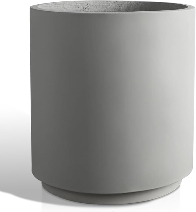 Heyzier Round Concrete Planter Outdoor Indoor, Large Cement Plant Pots for Flowers (Gay, 16 inch)