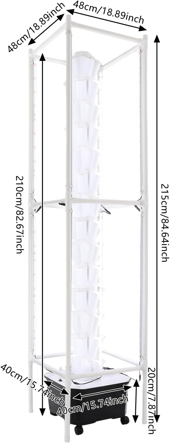 Hydroponic Growing System, 70-Plant Vegetable Planter Tower with Lights and Wheels, Outdoor Indoor Garden Vertical Planter Germination Kit with Water Pump & Intelligent Water Circulation