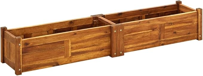 vidaXL 5 x 1ft Garden Raised Bed, Solid Acacia Wood Planter Box for Flowers, Vegetables, Herbs - Wooden Elevated Flower Bed for Outdoor/Indoor, Backyard, Patio Use - Natural Brown