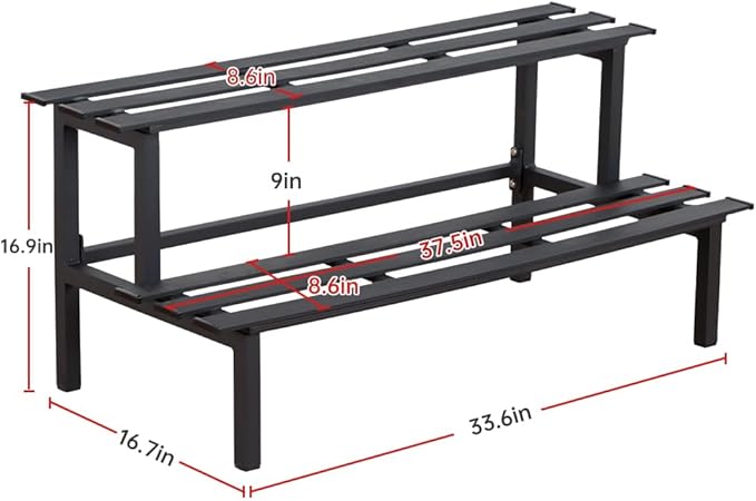 DHYGOTFUR Sturdy 2-Tier Metal Plant Stand for Outdoor & Indoor, Decorative Planter Display Shelf Unit for Garden Patio Balcony Living Room