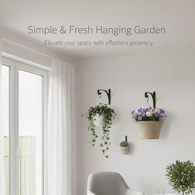 gajavo Plant Hangers Outdoor Indoor, 10 Inch Heavy Duty Wall Hooks 2/4 Pack, Decorative Iron Plant Hooks for Hanging Plants, Bird Feeders, Wind Chimes, Flower Baskets (1Pack)