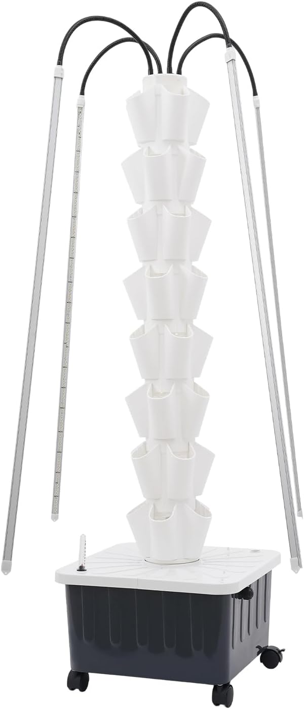 Hydroponics Growing System Kit,40 Pods Vertical Indoor Garden with LED Grow Light, Indoor Herb Garden with Wheels, Plant Germination Kit for Vegetable Fruit (8 Layer 40 pods)