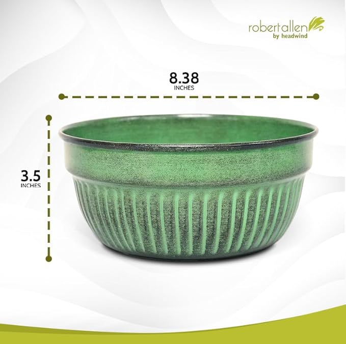Headwind Glazed Ironstone Boutique Collection Cascade Bowl Plant Pot – Kale Color 8 Inch Pot for Indoor Plants - Planters for Indoor Plants - Ideal Succulent Planters by Robert Allen
