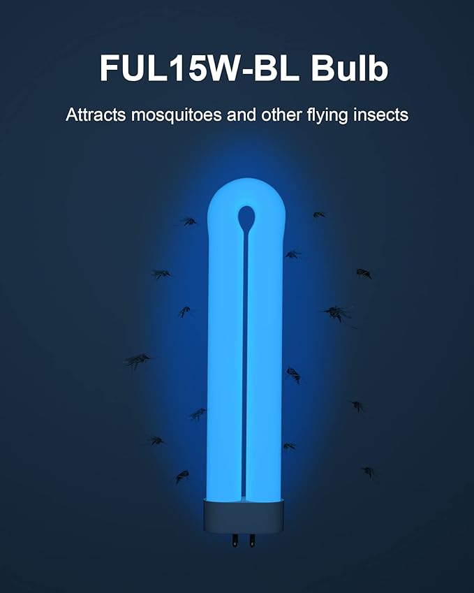 Bug Zapper Light Bulb Replacement for 15W Bug Zapper with 4-Pin Base, Ful 15W-BL U Shaped Twin Tube Bulb for Outdoor Mosquito Zapper, 1 Pack