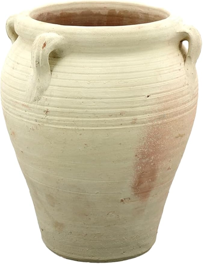 Serene Spaces Living, 16-inch Antique Terracotta Clay Ceramic Pottery Pot, Tall Decorative Vintage Clay Jar Pot for Plants, Home Decor, and Events