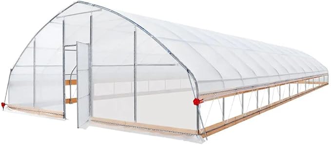 25x50ft Large Tunnel Greenhouse, 6mil Crystal Clear EVA Film, Non-Rusting Steel Frame, Hand-Operated Roll-Up Sides, Apex Roof