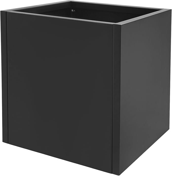 Steel Planter Box Metal Square Indoor Outdoor Planter Box for Outdoor Plants Large Planters Cube Heavy Duty Flower Pot Commercial Residential for Home Garden Deck Porch Patio (Black, 17 x 17 x 18 in)