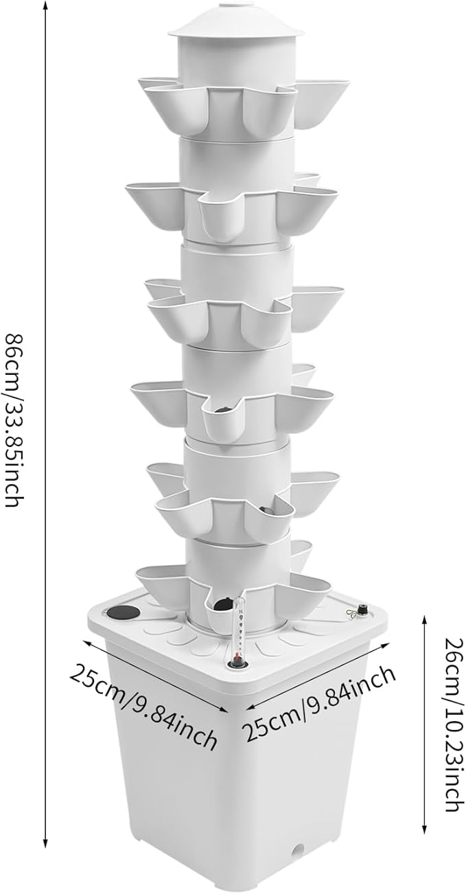 Hydroponic Growing System, 30-Plant Vegetable Planter Tower Outdoor Indoor Garden Vertical Planter Germination Kit with Water Pump & Intelligent Water Circulation for Gardening Lover
