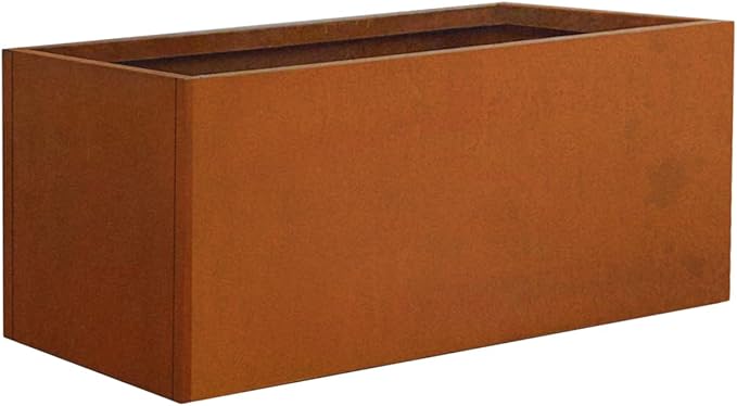 GZGNEEVL Corten Steel Planter Box Metal Outdoor Large Rectangular Rustic Durable Antique Detached for Commercial Residential Patio Deck and Backyard 24" x 12" x 12"