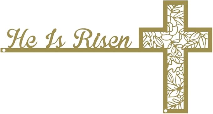 RealSteel He Is Risen Easter Door Corner Decoration – Christian Easter Home Décor (GOLD-13x24)