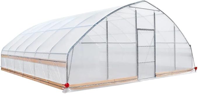 25x25ft Freestanding Tunnel Greenhouse, 6mil Clear EVA Film Cover, Reinforced Galvanized Construction, Crank-Up Ventilation, 625sq ft Growing Space