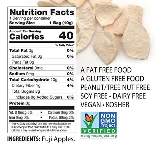 Brothers All Natural Freeze Dried Fruit Crisps, Fuji Apple & Cinnamon, 0.35 Oz (Pack of 24), Made with 100% Fruit, Gluten Free, Soy Free, Vegan, Healthy Snack, Lunch Box Ready